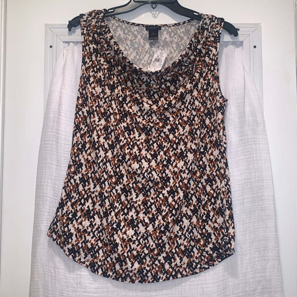 Ann Taylor Brown Multi Color Top Size S